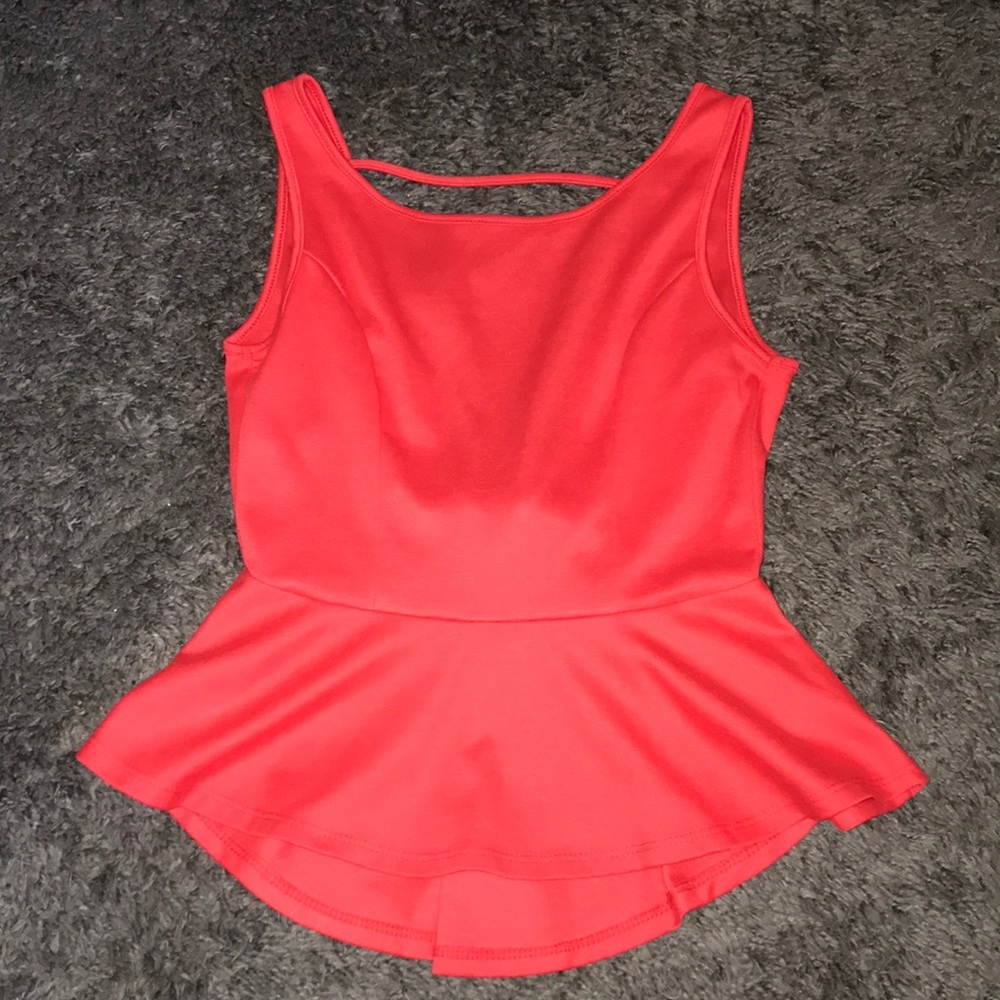 Coral blouse with open back with bow